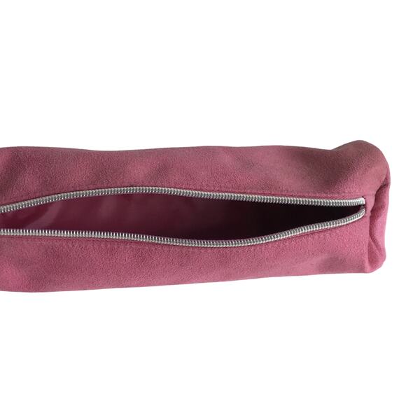 Clinique Pink Barrel Brush Case Makeup Bag Vegan Suede Travel Toiletry Pouch - Picture 5 of 7